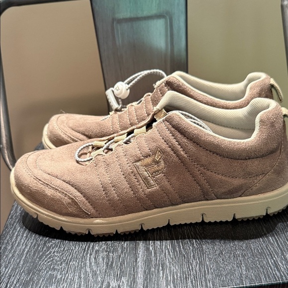 Propét Womens Taupe Suede Travel Walker - Picture 5 of 11